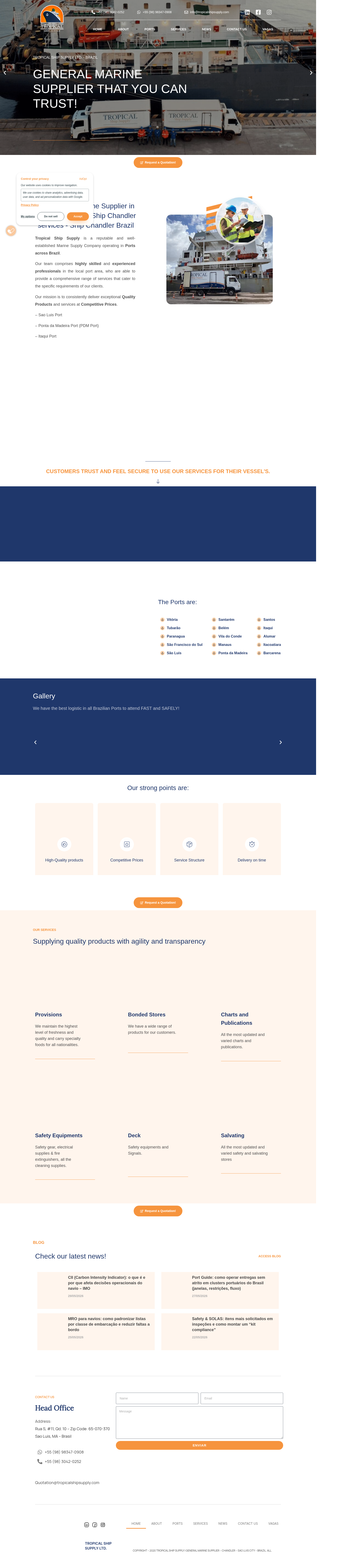 Print do site da Tropical Ship Supply
